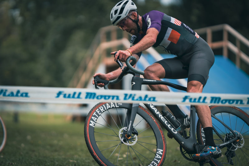 Ben Frederick racing cyclocross on his Pinarello with Materiaal wheels.